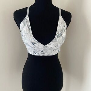Danskin Women's Marble Print Bralette - White and Gray